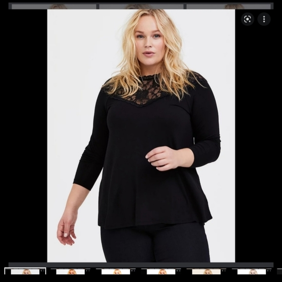 Black laced top long sleeve - Picture 1 of 4